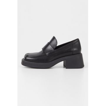 Pantofi loafer de piele cu toc masiv
