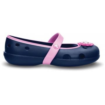 Balerini Crocs Kids' Keeley Petal Charm Flat Albastru - Navy/Carnation