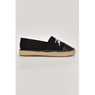 Espadrile de material textil cu garnituri de piele