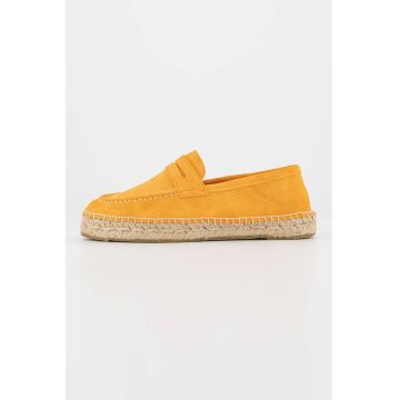 Espadrile de piele intoarsa cu aplicatii de iuta impletita