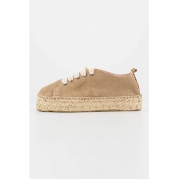 Espadrile flatform de piele intoarsa
