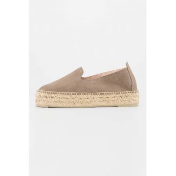 Espadrile flatform de piele intoarsa