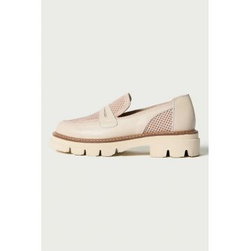 Pantofi loafer de piele cu varf rotund