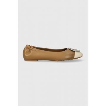 Tory Burch balerini de piele Claire Cap Toe Ballet culoarea bej, 148336-250