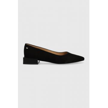 Wojas balerini din piele intoarsa culoarea negru, cu toc drept, 4621561 Wojas balerini din piele intoarsa culoarea negru, cu toc drept, 4621561