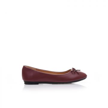 Balerini Bordo imitație de piele cu fundiță decorativă