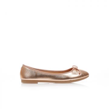 Balerini Bronze imitație de piele cu panglică