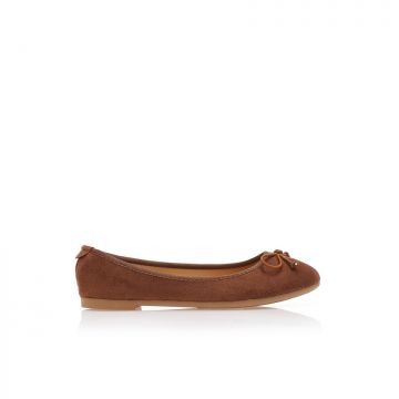 Balerini Camel piele întoarsă cu fundiță decorativă