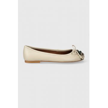 Kurt Geiger London balerini de piele Eye Emb Ballerina culoarea bej, 1289041109