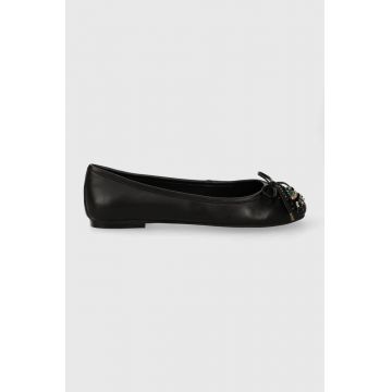 Kurt Geiger London balerini de piele Eye Emb Ballerina culoarea negru 2121142109