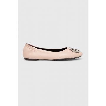 Tory Burch balerini de piele Claire Cap-Toe Ballet culoarea bej, 156309.650