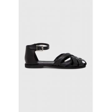 Answear Lab balerini de piele culoarea negru