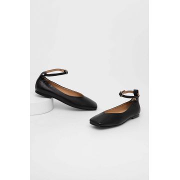 Answear Lab balerini de piele culoarea negru