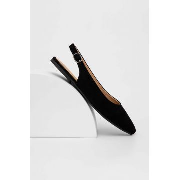 Answear Lab balerini din piele intoarsa culoarea negru, cu toc deschis