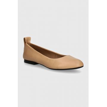 BOSS balerini de piele Dasy culoarea bej, 50523555