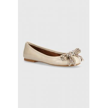 Kurt Geiger London balerini de piele Bow Ballerina culoarea bej, 621344109