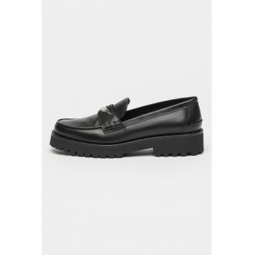 Pantofi loafer din piele cu varf rotund