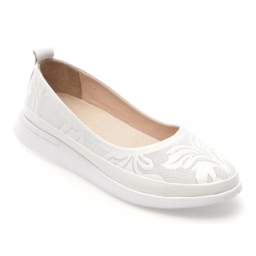 Balerini GRYXX albi, CS6301, din piele naturala
