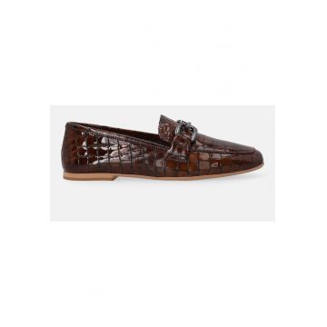 Loafers din piele lacuita cu varf rotund