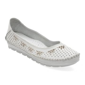 Balerini FLAVIA PASSINI albi, 2666, din piele naturala