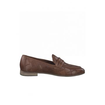 Pantofi loafer de piele cu aspect tesut