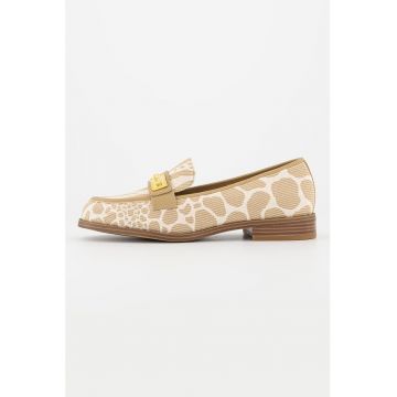 Pantofi loafer de material textil cu toc masiv