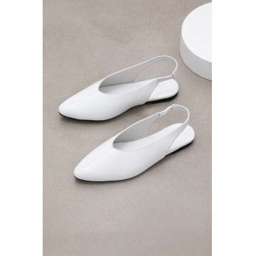 Answear Lab balerini de piele culoarea alb, cu toc deschis