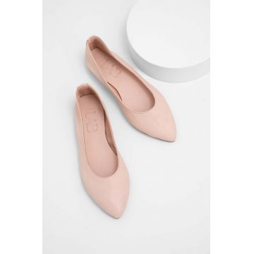 Answear Lab balerini de piele culoarea bej
