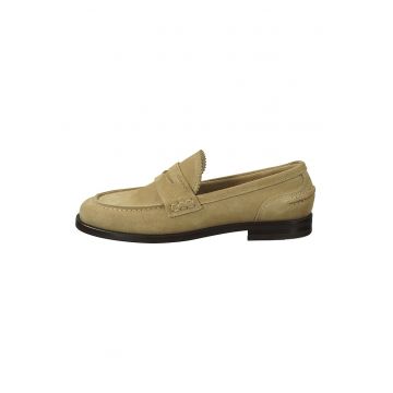 Pantofi loafer din piele intoarsa cu logo discret