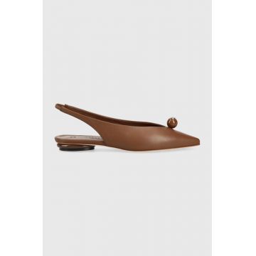 Weekend Max Mara balerini de piele Ecuador 2355210134600 culoarea maro, cu toc deschis