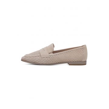 Pantofi loafer din piele intoarsa cu aspect perforat