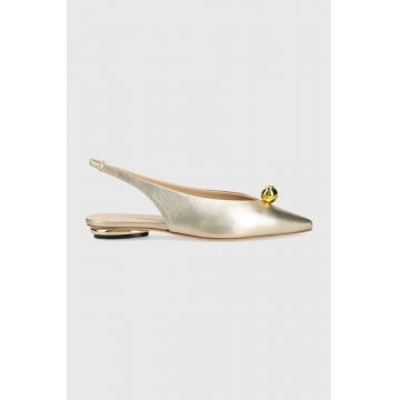 Weekend Max Mara balerini de piele Ecuadorpv 2355210334600 culoarea auriu, cu toc deschis